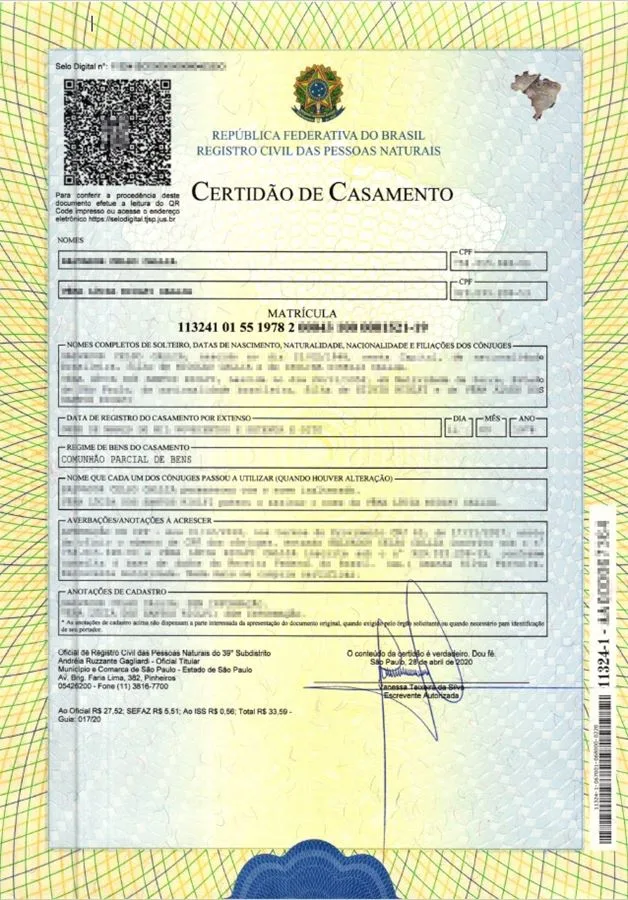 certidão de divórcio