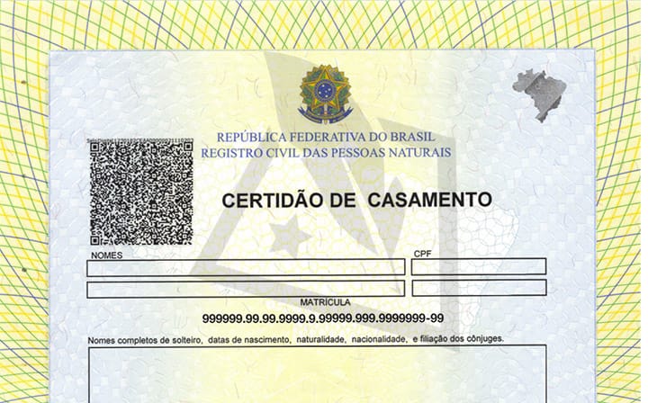 A certidão de casamento