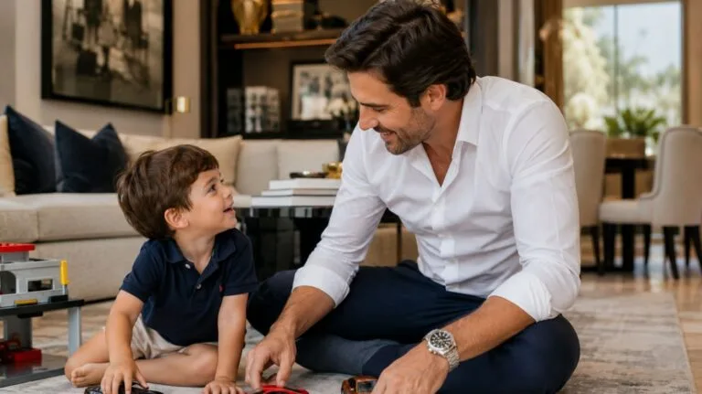 pai interagindo com filho